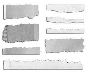 Wall Mural - Eight pieces of torn paper on white background 