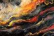 Molten hues of red, gold, and black swirling in an abstract fiery marbled texture.