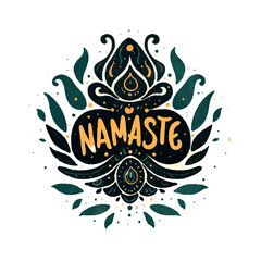 Canvas Print - A colorful design with the word Namaste written in yellow. The design features a flower and a candle