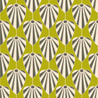 Art Deco tropical seamless pattern design. Stylized art deco inspired botanical design with striped leaf shaped motifs.