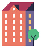 Fototapeta Pokój dzieciecy - Architecture color icon. Residential city street building