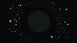 White circle on a black background with stars