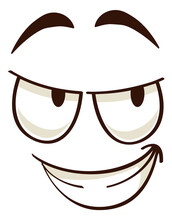 Sneaky Face. Funny Comic Emoji With Evil Smile