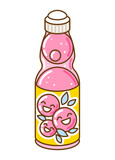 Fototapeta Na ścianę - Ramune japanese lemonade with bubble gum flavor in glass bottle isolated on white