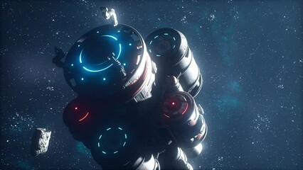 Wall Mural - space warship of mysterious origin is approaching our planet for an invasion