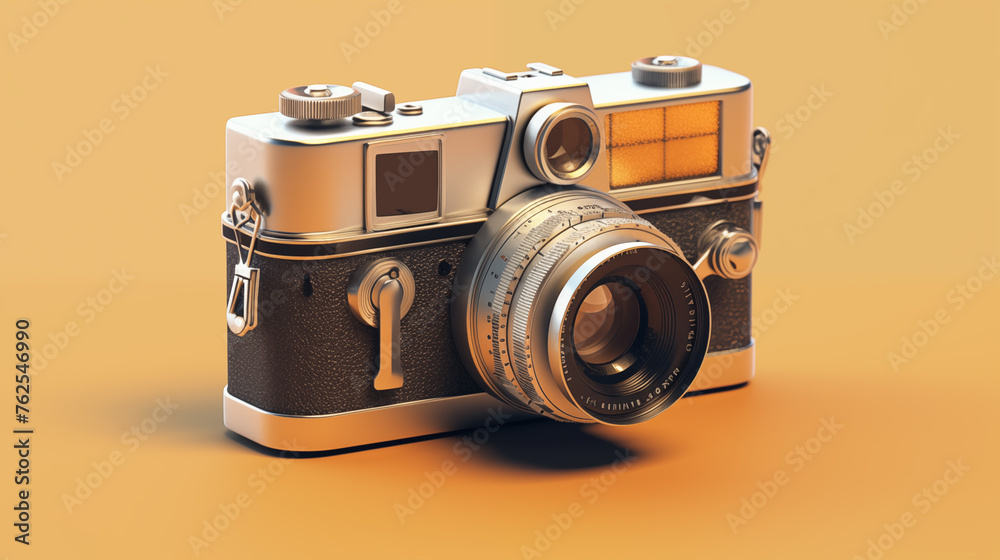 Vintage black and white photo camera isolated on white background with ...