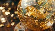  gold crystalized particles flakes mineral Sphere