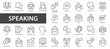 © LineSolution  - Speaking line icons set. People and Communication icons collection. Speech bubble, discussion, team, relationships, support, social, talking, consultation.