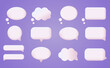 © designer_things - 3d white speech bubble, social media chat message icon. Empty text bubbles in various shapes, comment, dialogue balloon set. Thought clouds of different shape as rectangle, ellipse