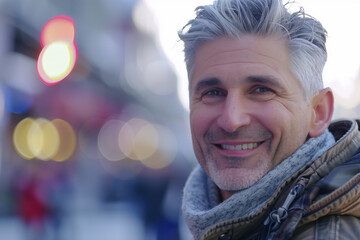 Wall Mural - man with gray hair smiling