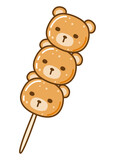 Fototapeta Na ścianę - Dango bears animal shaped dumplings - cute cartoon illustration of traditional japanese sweets isolated on white background