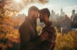 © Darya - Autumn Romance: Loving Gay Male Couple Embracing in City Park