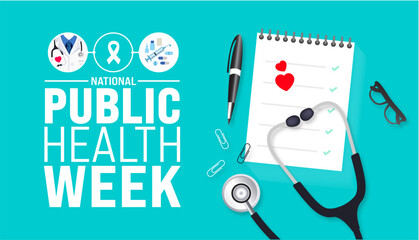 Wall Mural - April is National Public Health Week background template. Holiday concept. use to background, banner, placard, card, and poster design template with text inscription and standard color. vector