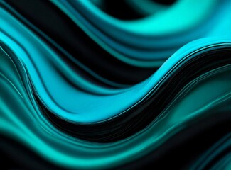 Sticker - Turquoise and black wavy 3D texture rendering, illustration design. Background/Wallpaper.