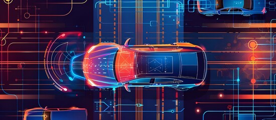 Poster - Modern smart car technology intelligent system using Heads up display (HUD) Autonomous self driving.