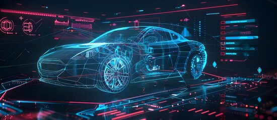 Poster - Mechanical scheme HUD style. Dashboard interface future engineering with Modern interface Sky-fi.