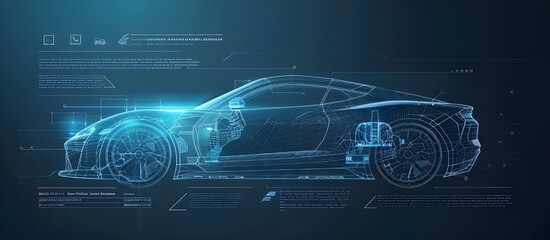 Poster - Car auto service infographics. repair Futuristic user interface. Virtual graphical interface Ui HUD Autoscanning, analysis and diagnostics.
