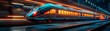 Minimalist 3D render of a speed train floating city super detailed graphic design hyperrealistic 8K resolution