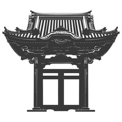 Silhouette japanese traditional gate black color only