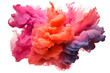Dynamic Vibrant Paint Explosion in Coral Hues Isolated on Transparent Background PNG format