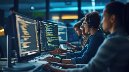 Programmer working with software development and data coding in office AIG41