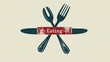 A minimalist graphic featuring a fork and knife with the word eating on it, symbolizing the act of consuming food using utensils.
