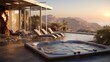 Generative AI Expansive terrace with a private hot tub and scenic vistas.