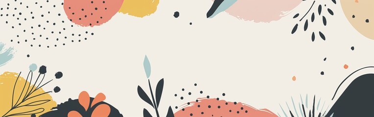 Poster - A minimalist wall showcasing a repetitive plant pattern, adding a touch of nature indoors. The pattern seamlessly flows across the wall, creating a visually appealing and organic design element.