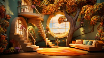 Aufkleber - Generative AI Whimsical kids' oasis, fantastical decor