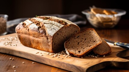 Poster - Generative AI Rustic farmhouse bread, showcasing scoring patterns and flour-dusted surfaces for an authentic look
