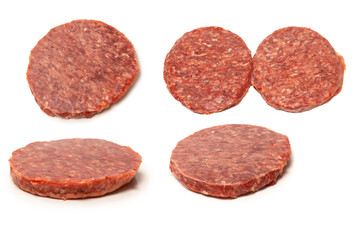 Wall Mural - Raw minced beef isolated on white background.