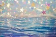 Wall with stars and waves. children's background. tinsel, bokeh. bright colors. generative ai