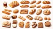 a collection of different types of bread