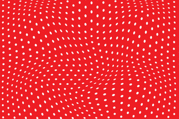 Canvas Print -  simple abstract white color small polka dot wavy distort pattern on rose red color background, perfect for background, wallpaper, texture