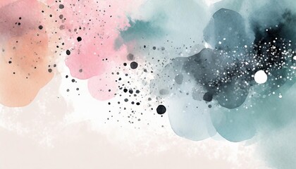 Wall Mural - watercolor background with particle splashes elements on light background