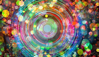 Wall Mural - abstract background with circles party or celebration background design with disco lights and confetti in festive fun design