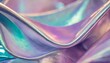 close up of ethereal pastel neon pink purple lavender mint holographic metallic foil background abstract modern curved blurred surreal futuristic disco rave techno festive dreamlike backdrop