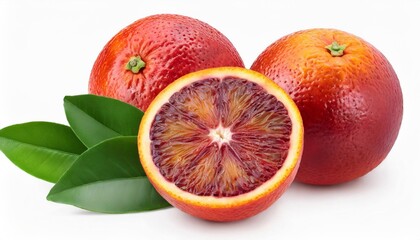 Wall Mural - blood red oranges isolated on white background with full depth of field set or collection