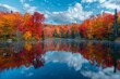 Autumn Splendor Reflects on Serene Lake in a Tranquil Forest