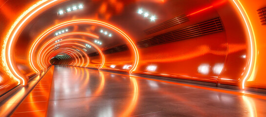 Wall Mural - modern tunnel with a focus on speed and urban transportation, illustrating the fast pace of city lif