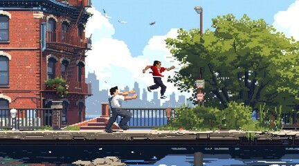 Poster - 8-Bit Video Game Background Generative AI