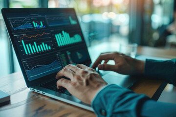 Wall Mural - Stock trading investor, financial advisor or bank analyst working analysing exchange market charts report document with pen in hand investing money in finances market analysing data on paper, closeup.