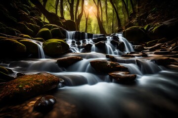 Wall Mural - waterfall in the forest