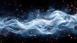 © Katerina Bond - Blue smoke slowly rises in smooth lines with silver particles on a black background. Abstract background.
