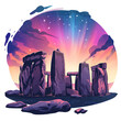 Stonehenge at dawn digital illustration on a transparent background