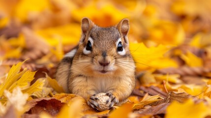 Wall Mural -  A macro shot of a tiny mouse amidst a mound of foliage, expression of astonishment etched on its countenance