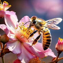 Honey Bee Sucking Nectar