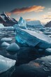 Melting icebergs and glaciers due to climate change