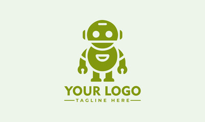 Wall Mural - Robot Logo Vector green logo with a robot logo on it.