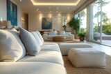 Fototapeta  - A Serene Living Room with Modern Decor and Natural Light.